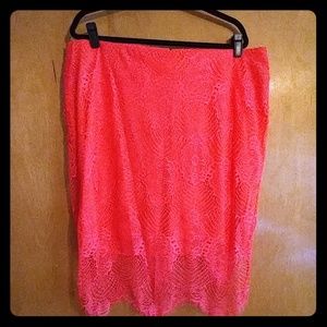 Pencil skirt with lace overlay